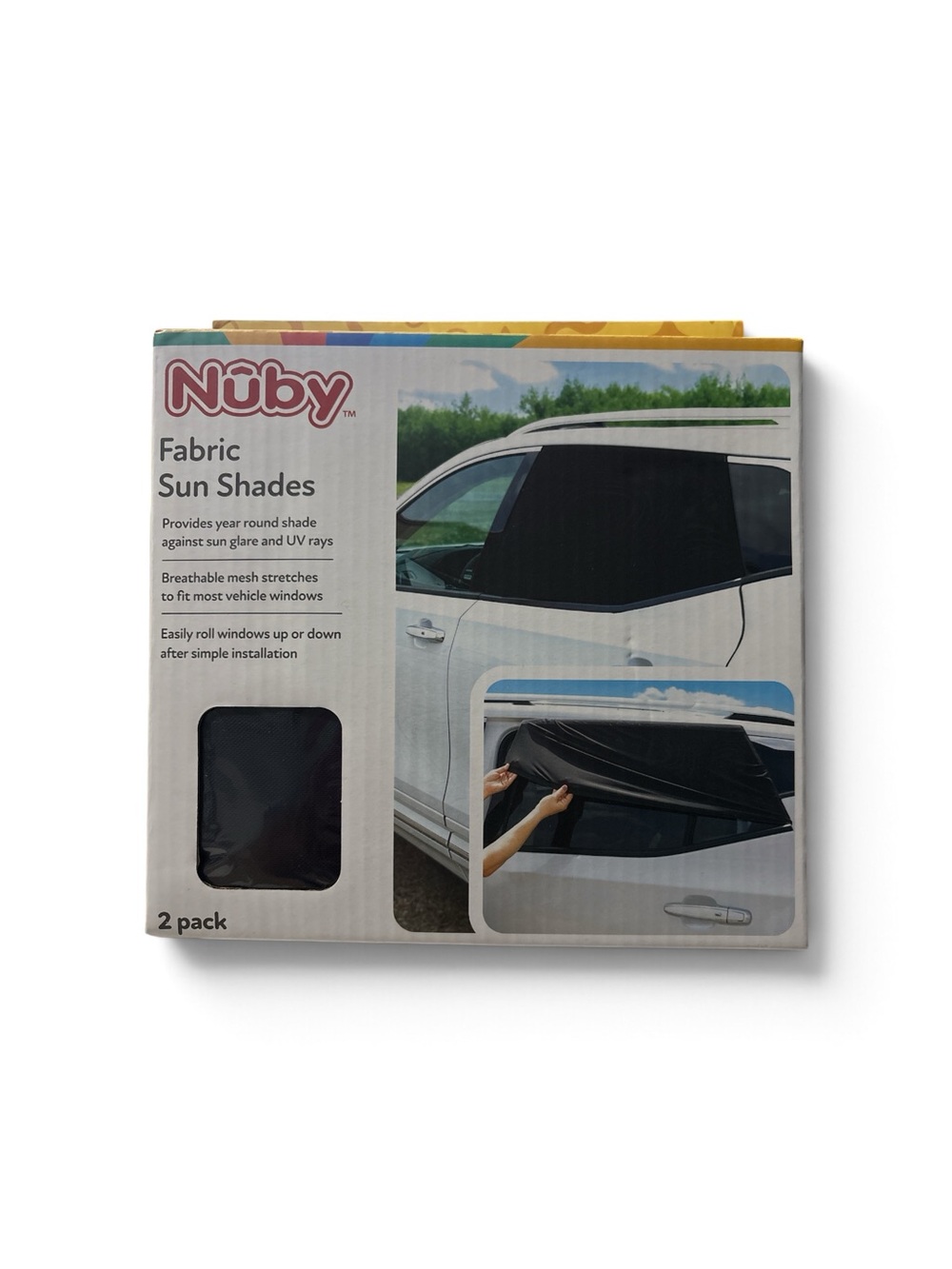 Nuby Black Fabric Sun Shades (2 Pack) - Car Window UV Protection